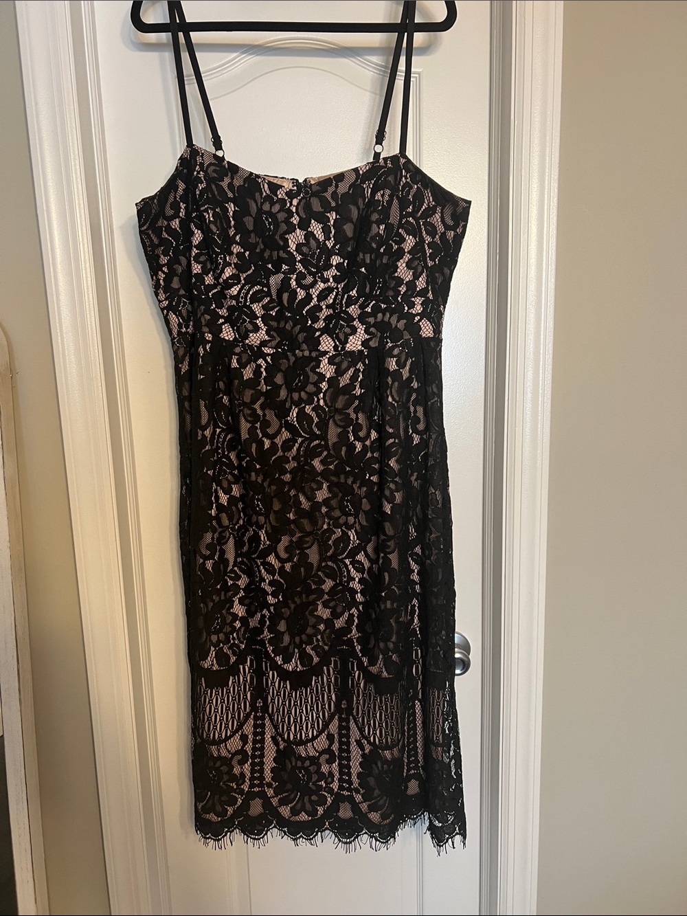 City Chic Black Lace Midi Dress with Blush Lining